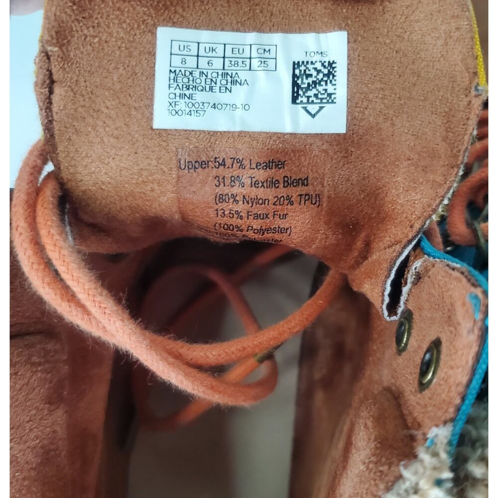 TOMS Womens Brown Mixed Media D-Waterproof Mesa Round Toe Leather Booties 8 - Picture 8 of 12